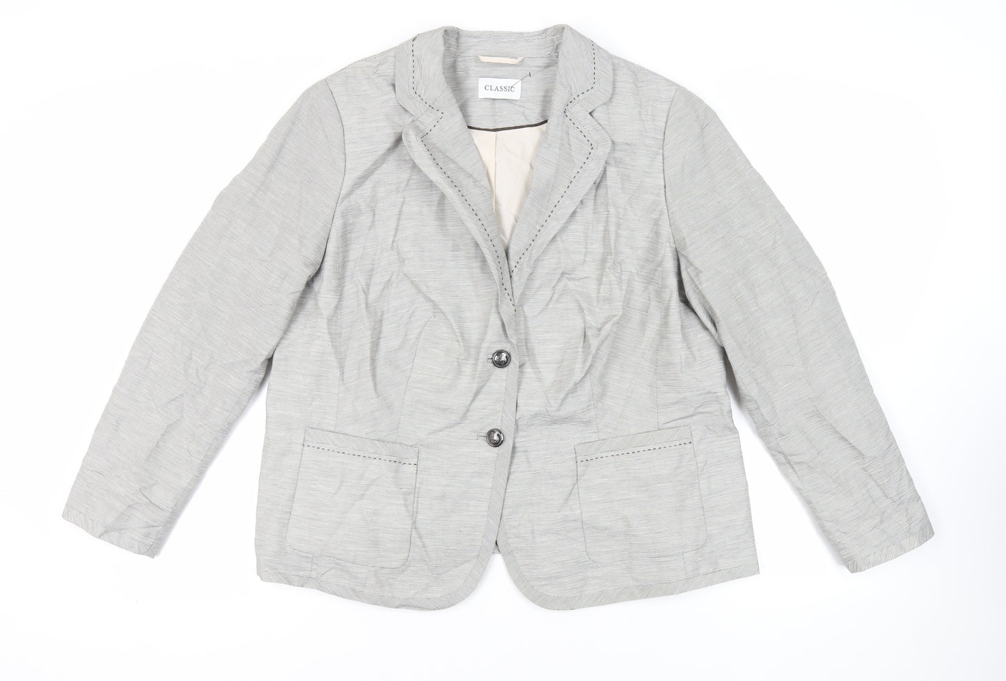 Marks and Spencer Womens Grey Striped Jacket Blazer Size 20 Button