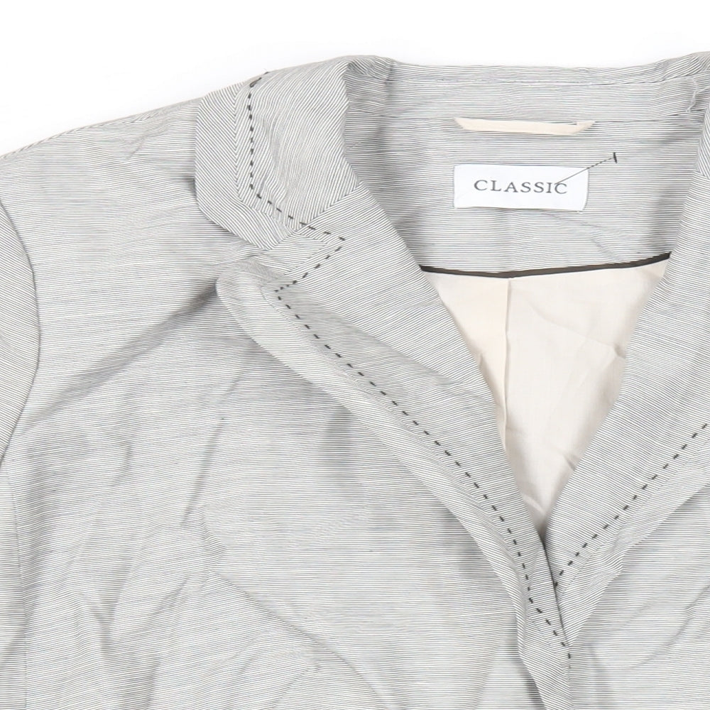 Marks and Spencer Womens Grey Striped Jacket Blazer Size 20 Button