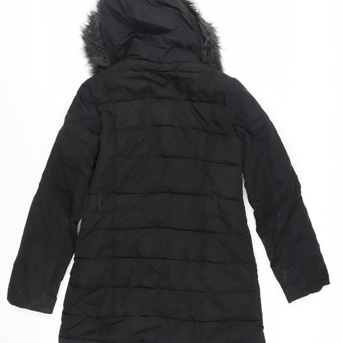 Pineapple Womens Black Quilted Coat Size 10 Zip - Hooded Logo