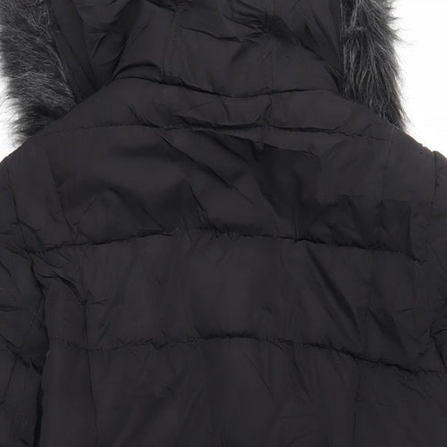 Pineapple Womens Black Quilted Coat Size 10 Zip - Hooded Logo