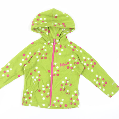 Trespass Girls Green Polka Dot Jacket Size 2-3 Years Zip - Hooded Logo