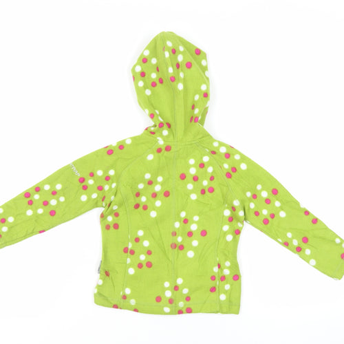 Trespass Girls Green Polka Dot Jacket Size 2-3 Years Zip - Hooded Logo