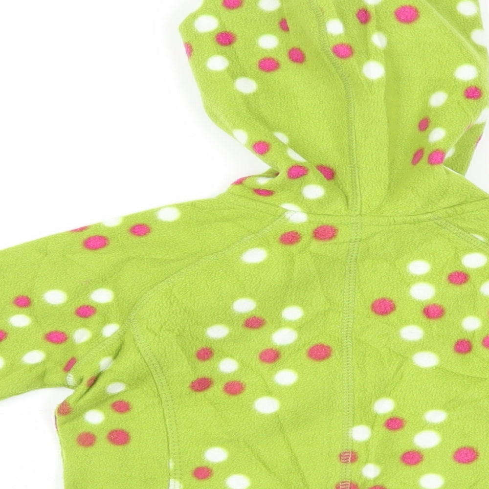 Trespass Girls Green Polka Dot Jacket Size 2-3 Years Zip - Hooded Logo