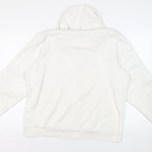 adidas Mens White Cotton Full Zip Hoodie Size XL - Logo Pockets