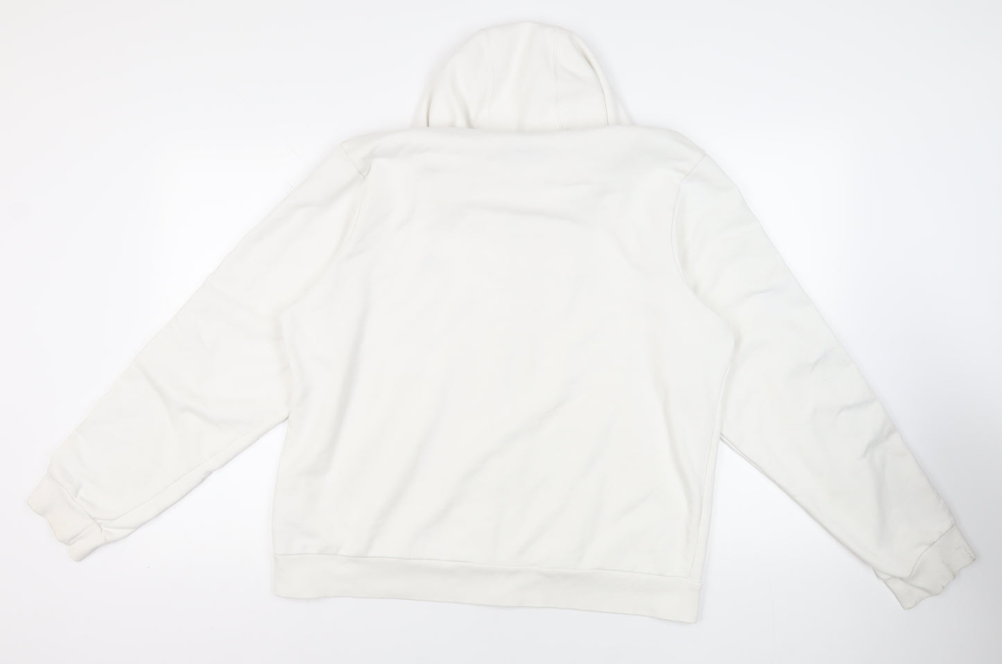adidas Mens White Cotton Full Zip Hoodie Size XL - Logo Pockets