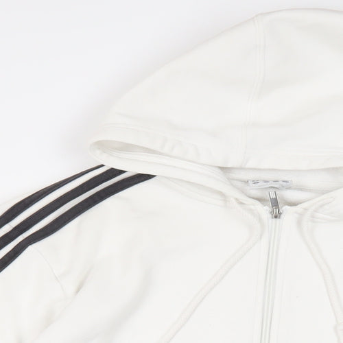 adidas Mens White Cotton Full Zip Hoodie Size XL - Logo Pockets
