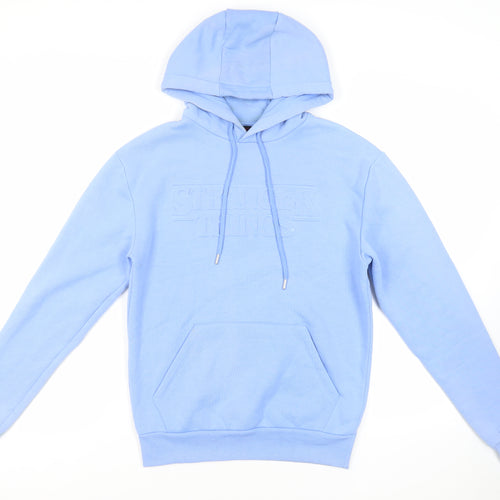 Stranger Things Mens Blue Polyester Pullover Hoodie Size XS - Logo Pockets