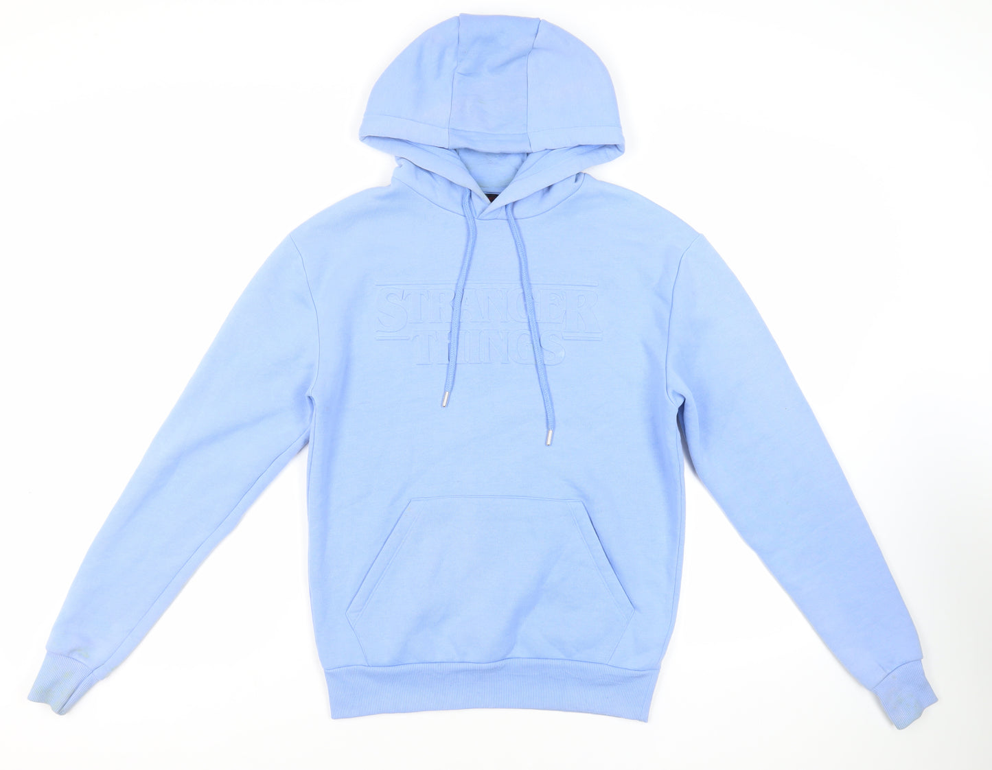 Stranger Things Mens Blue Polyester Pullover Hoodie Size XS - Logo Pockets