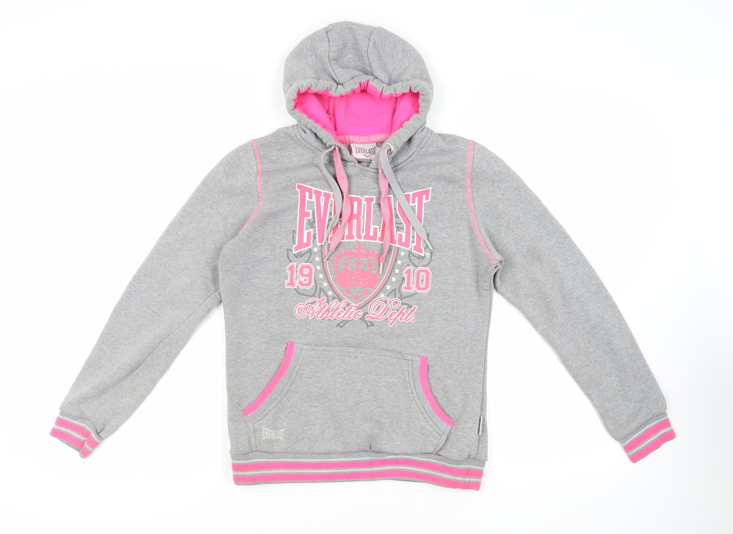 Everlast Womens Grey Cotton Pullover Hoodie Size 12 Pullover - Logo Pockets