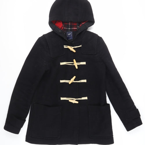 Gap Womens Black Pea Coat Coat Size S Zip - Duffle Coat Hooded