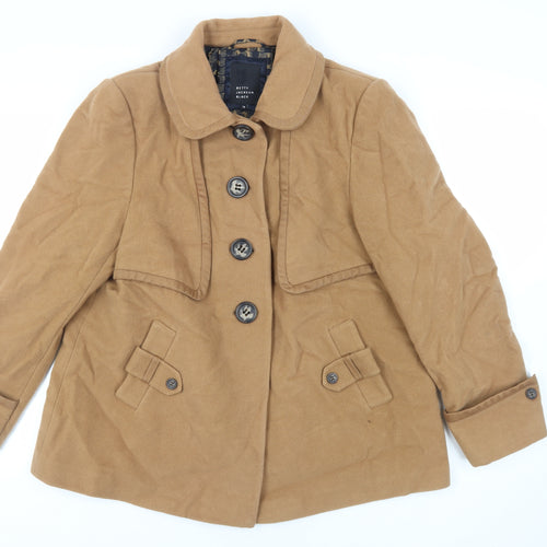 Betty Jackson Black Womens Beige Pea Coat Coat Size 18 Button