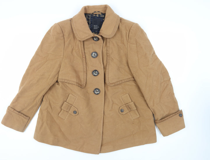Betty Jackson Black Womens Beige Pea Coat Coat Size 18 Button