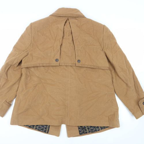Betty Jackson Black Womens Beige Pea Coat Coat Size 18 Button