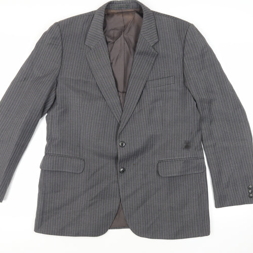 Boss Mens Grey Striped Wool Jacket Suit Jacket Size 44 Regular