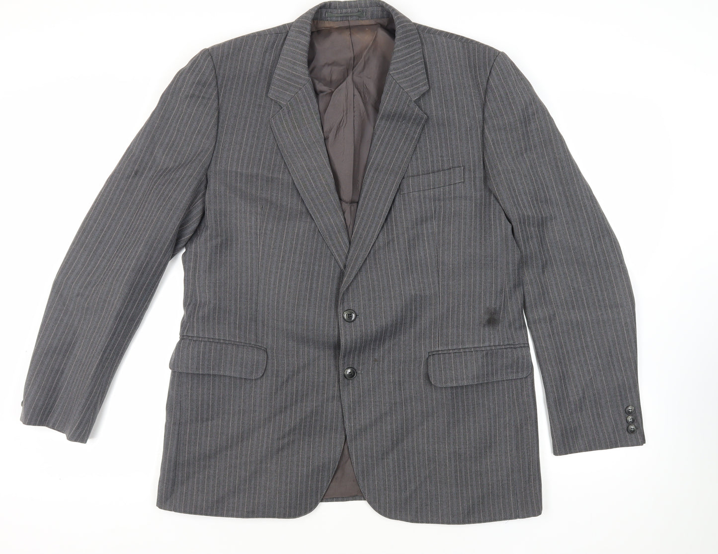 Boss Mens Grey Striped Wool Jacket Suit Jacket Size 44 Regular