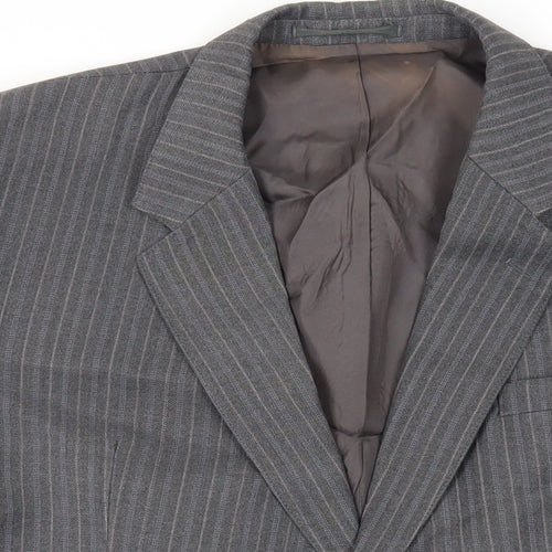 Boss Mens Grey Striped Wool Jacket Suit Jacket Size 44 Regular