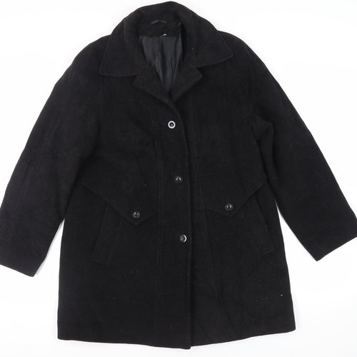 St Bernard Womens Black Overcoat Coat Size 12 Button - Vintage