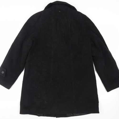 St Bernard Womens Black Overcoat Coat Size 12 Button - Vintage