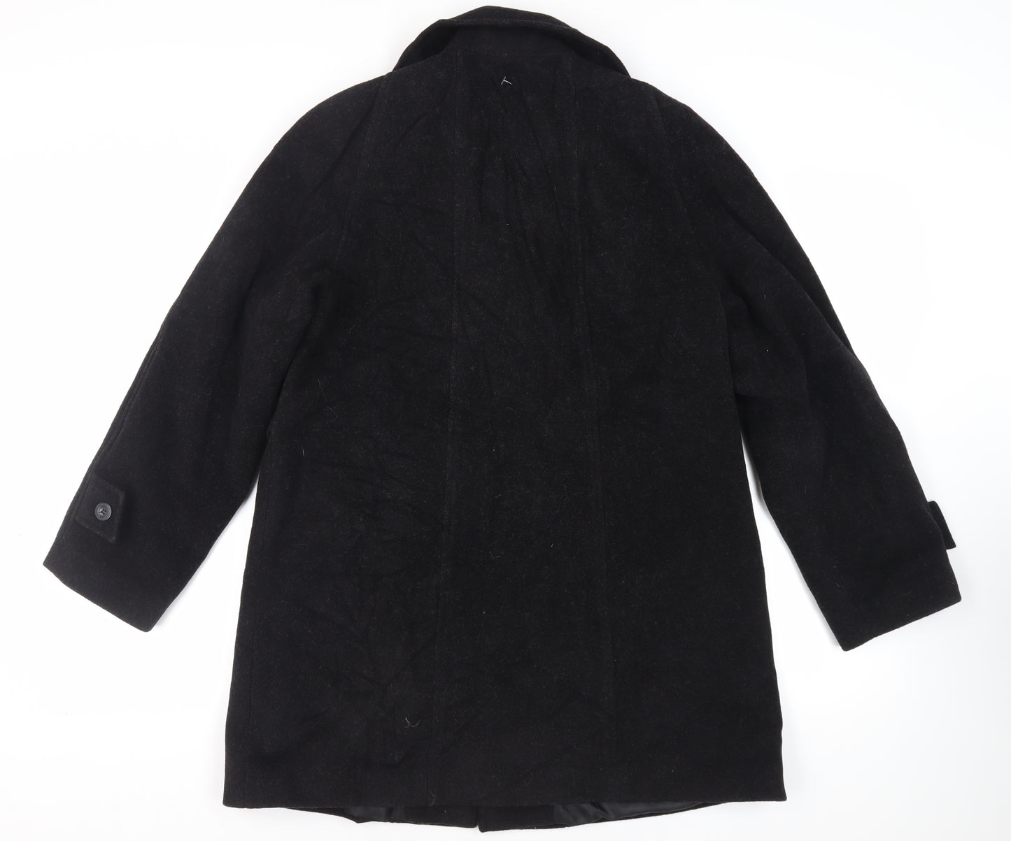 St Bernard Womens Black Overcoat Coat Size 12 Button - Vintage