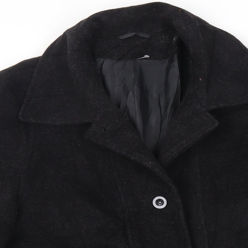 St Bernard Womens Black Overcoat Coat Size 12 Button - Vintage