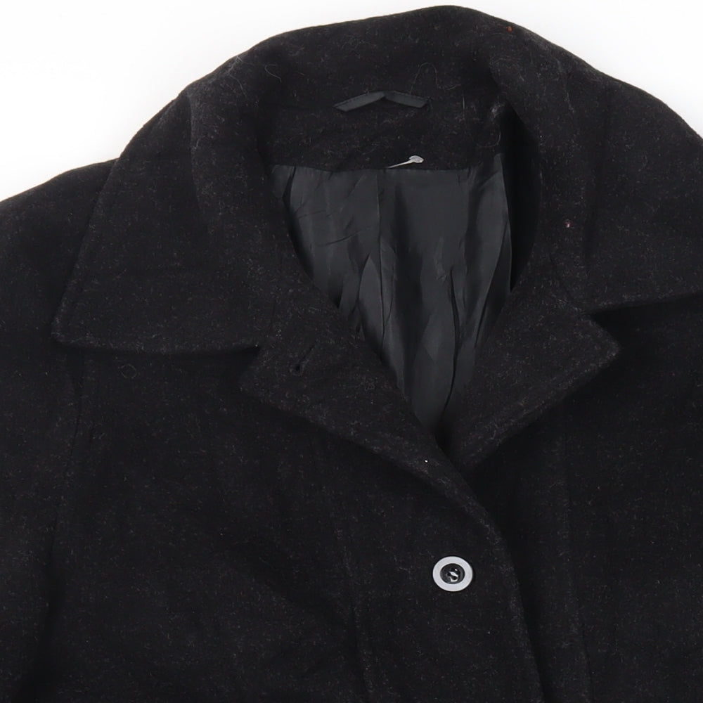 St Bernard Womens Black Overcoat Coat Size 12 Button - Vintage