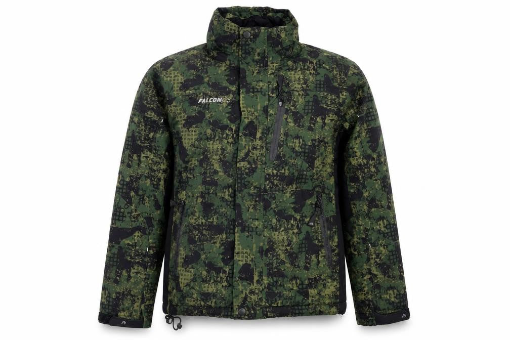 Falcon Boys Green Geometric Jacket Size 12 Years Zip - Logo Zipped Pockets
