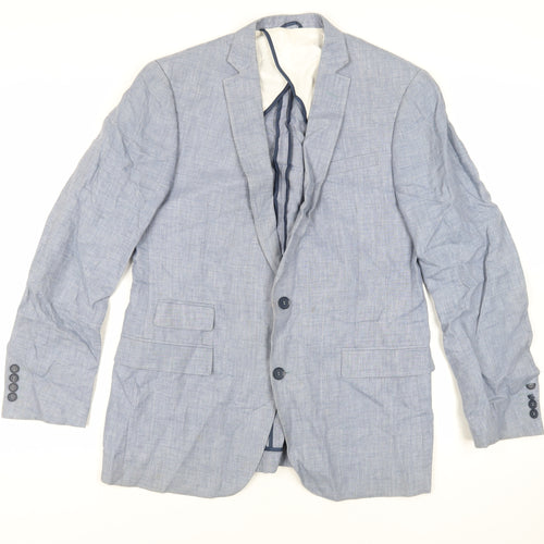 French Connection Mens Blue Linen Jacket Blazer Size 40 Regular