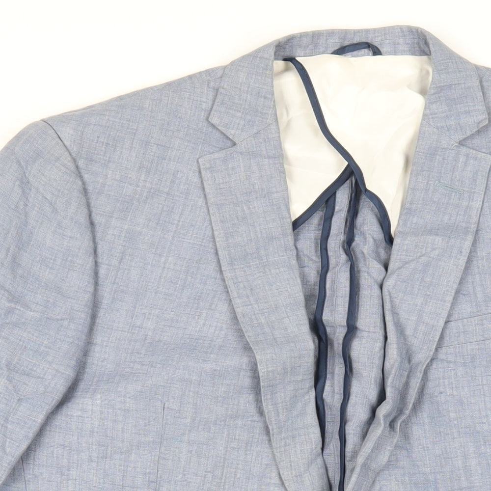 French Connection Mens Blue Linen Jacket Blazer Size 40 Regular