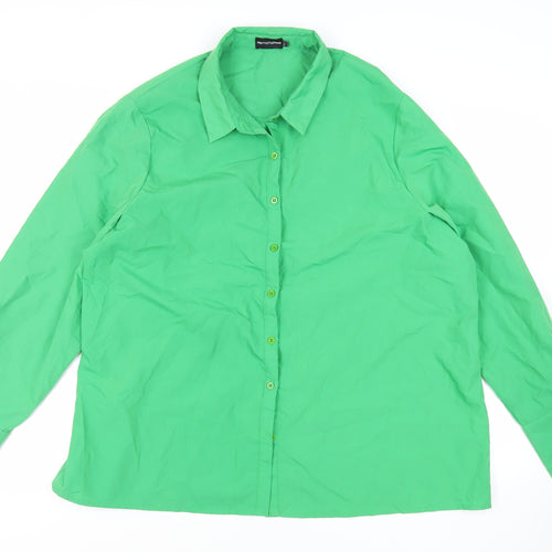 PRETTYLITTLETHING Womens Green Cotton Basic Button-Up Size 12 Collared - Oversized