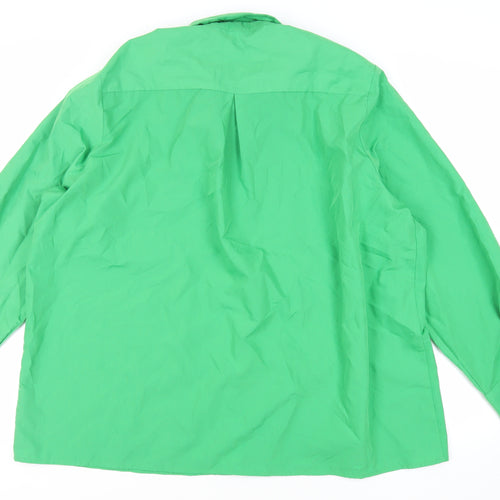 PRETTYLITTLETHING Womens Green Cotton Basic Button-Up Size 12 Collared - Oversized