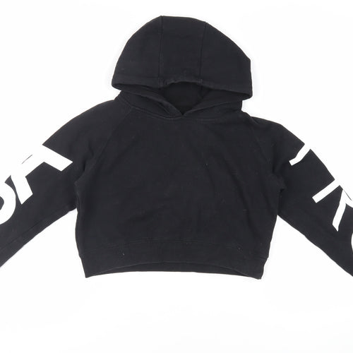 USA Pro Womens Black Cotton Pullover Hoodie Size 8 Pullover