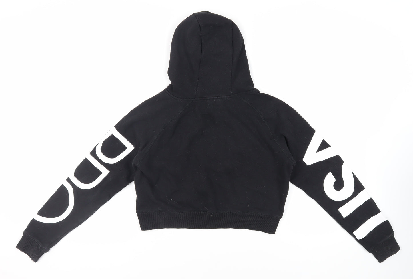 USA Pro Womens Black Cotton Pullover Hoodie Size 8 Pullover