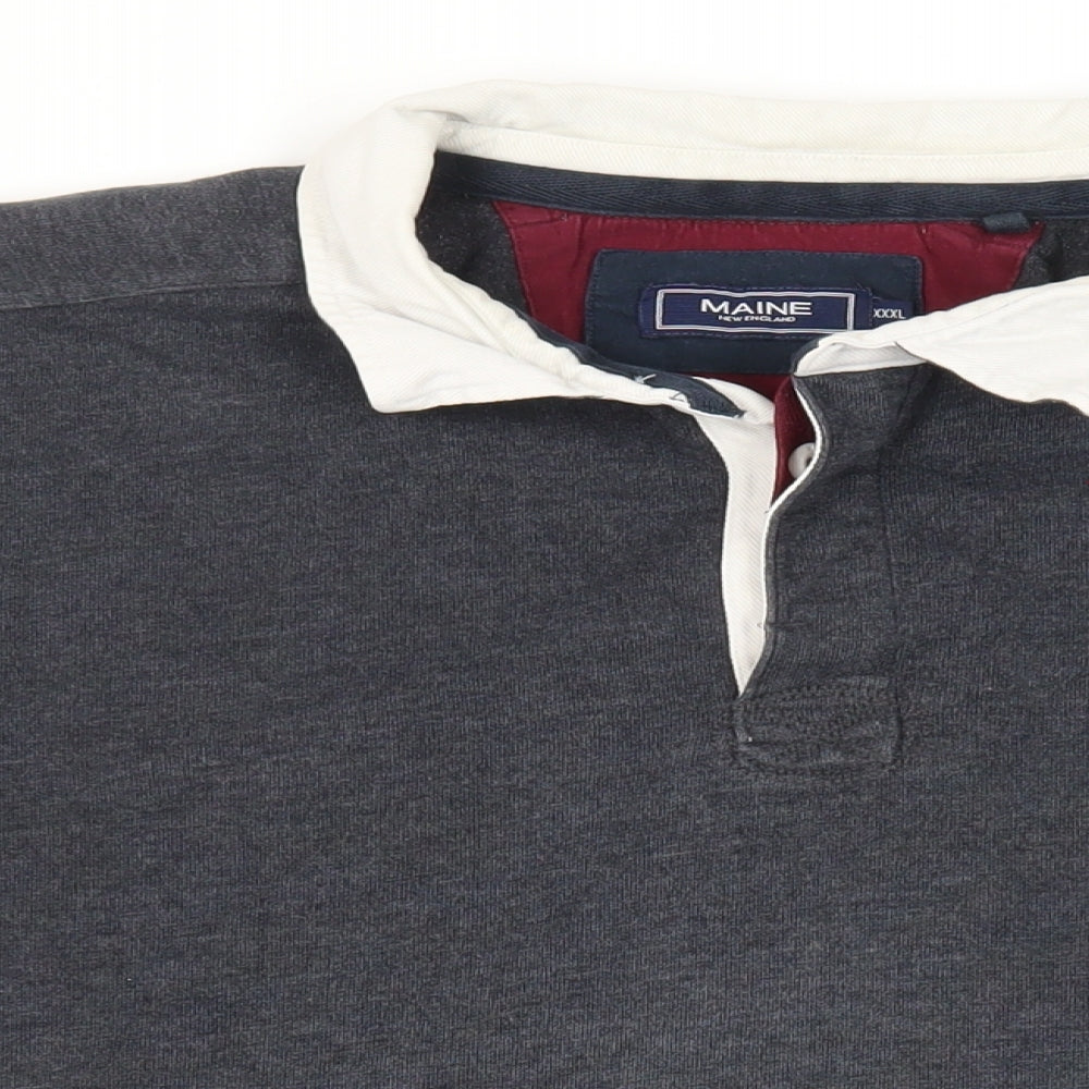 Maine New England Mens Grey Cotton Polo Size 3XL Collared Button