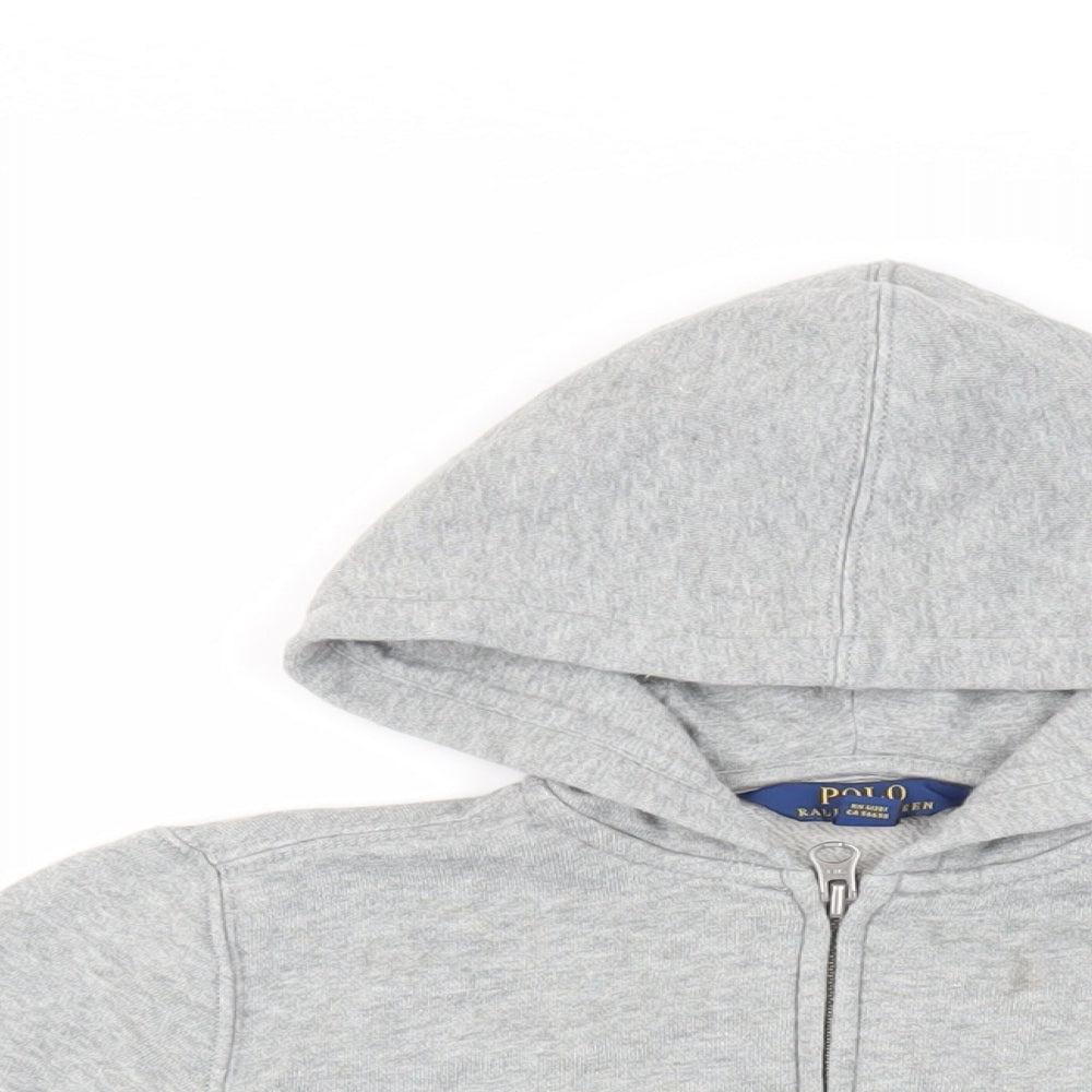 Polo Ralph Lauren Boys Grey Cotton Full Zip Hoodie Size 5 Years Zip - Logo Pockets