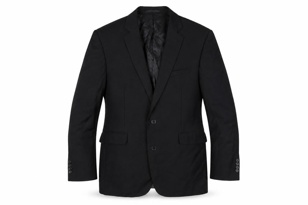 Front view of Cerruti men’s black wool jacket suit jacket, size 44, regular