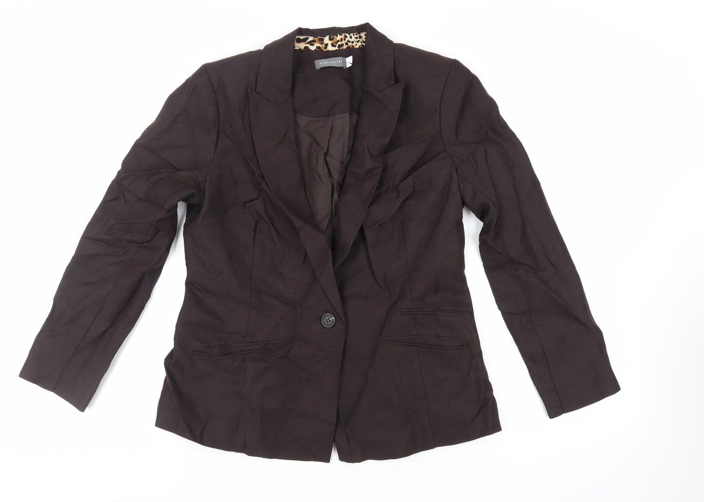 Mint Velvet Womens Brown Jacket Blazer Size 12 Button
