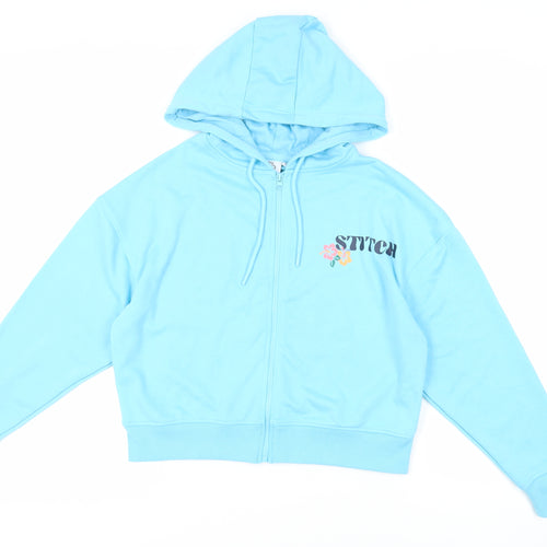 Disney Womens Blue Polyester Full Zip Hoodie Size M Zip - Stich