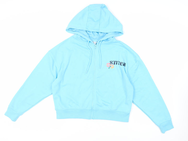 Disney Womens Blue Polyester Full Zip Hoodie Size M Zip - Stich