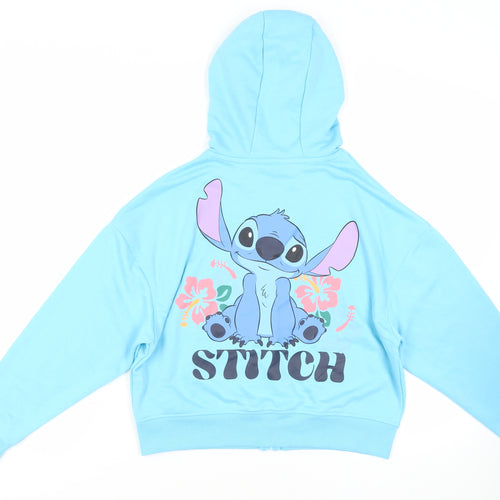 Disney Womens Blue Polyester Full Zip Hoodie Size M Zip - Stich