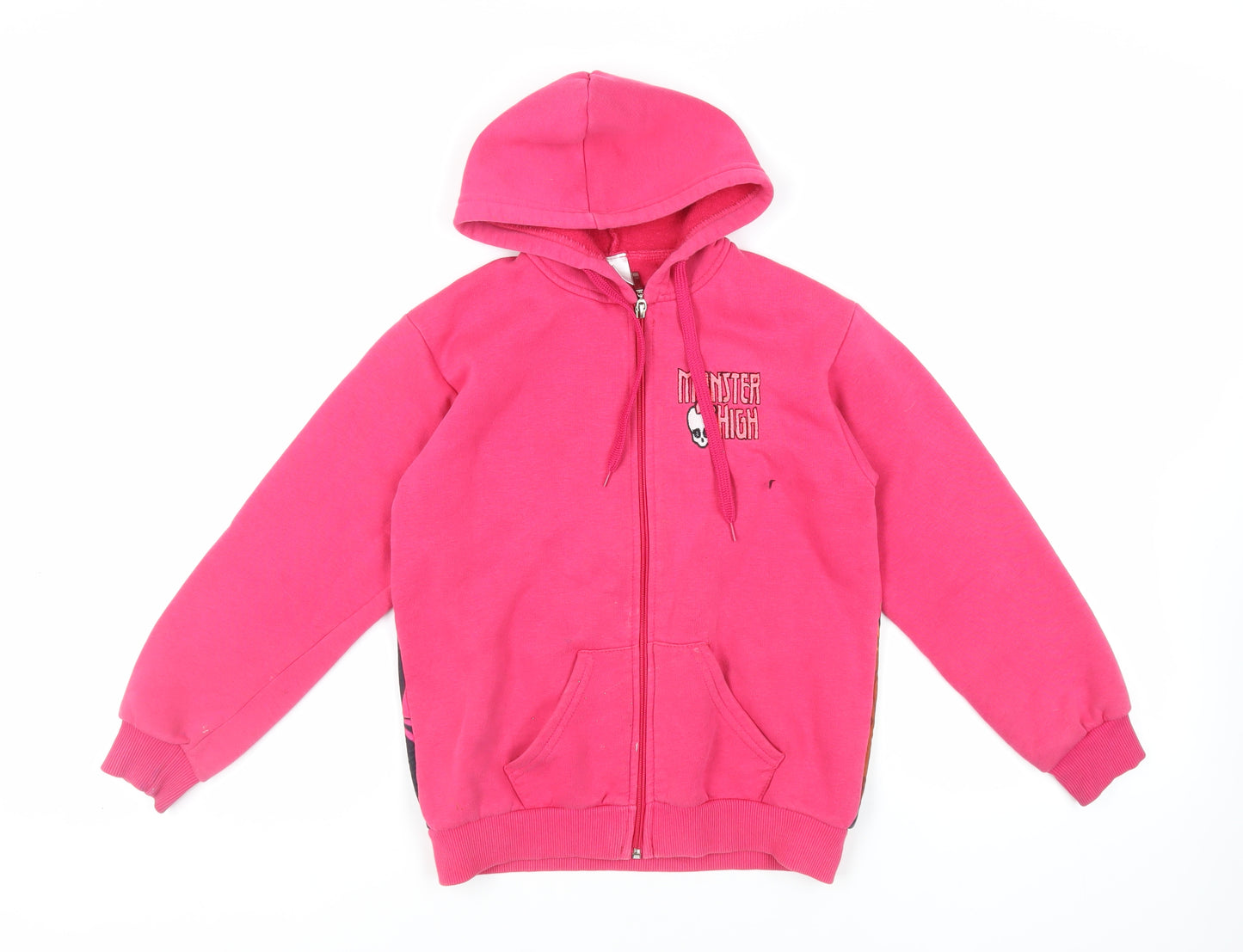 Monster High Girls Pink Polyester Full Zip Hoodie Size 12 Years Zip - Logo Pockets