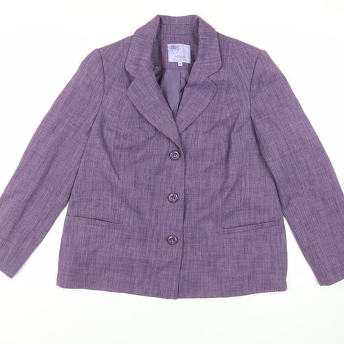 EWM Womens Purple Jacket Blazer Size 16 Button