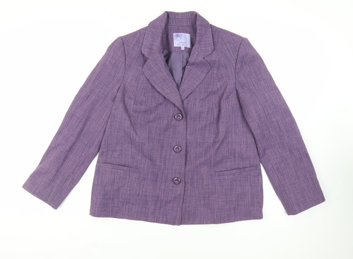 EWM Womens Purple Jacket Blazer Size 16 Button