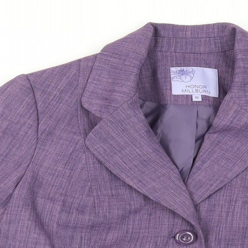 EWM Womens Purple Jacket Blazer Size 16 Button