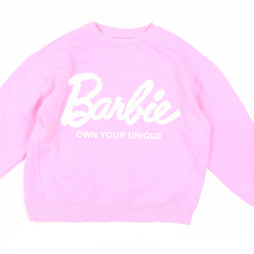 Zara Girls Pink Cotton Pullover Sweatshirt Size 11-12 Years Pullover - Barbie Sequin
