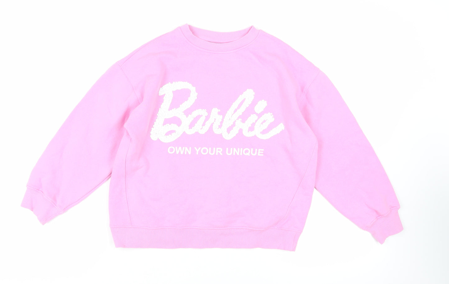 Zara Girls Pink Cotton Pullover Sweatshirt Size 11-12 Years Pullover - Barbie Sequin