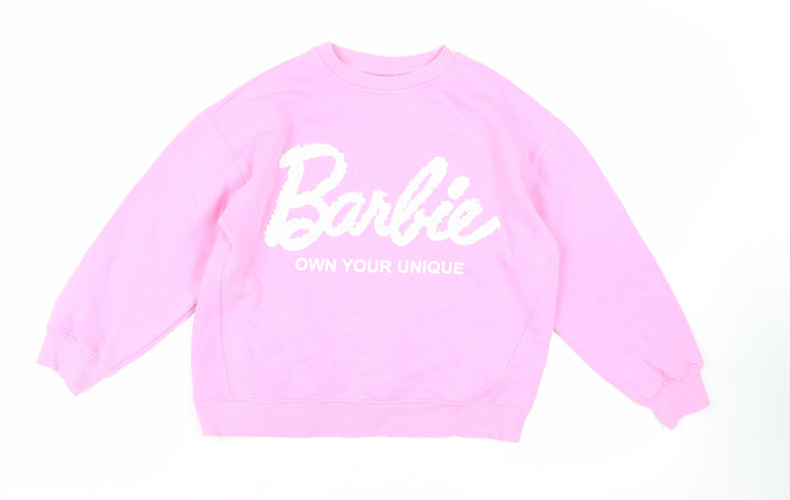 Zara Girls Pink Cotton Pullover Sweatshirt Size 11-12 Years Pullover - Barbie Sequin
