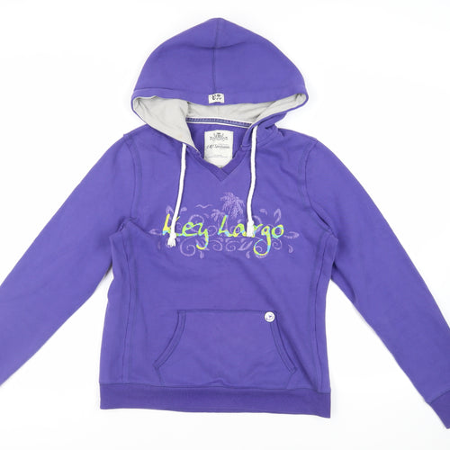 EMI Womens Purple Cotton Pullover Hoodie Size L Pullover - Logo Pockets Key Largo
