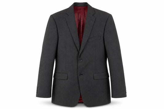 Front view of Marks & Spencer men’s grey polyester jacket suit jacket, size 46, regular