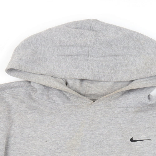 Nike Boys Grey Cotton Pullover Hoodie Size 10-11 Years Pullover - Logo Pockets