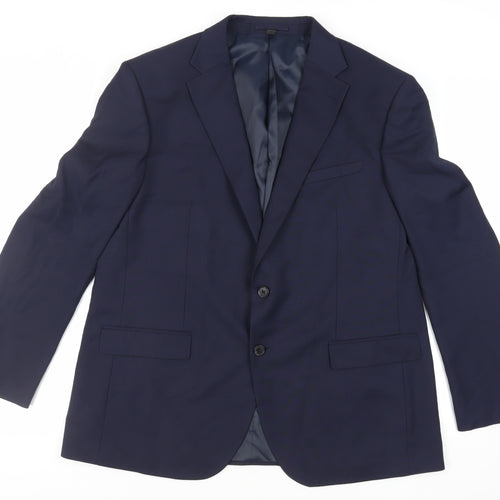 Marks and Spencer Mens Blue Polyester Jacket Suit Jacket Size 46 Regular